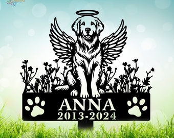 Golden Retriever Hundeschild Hundepfahl, Metallpfahl, Beileidsschild, Haustier Grabstein, Erinnerungspfahl, Haustier Gedenkgeschenk