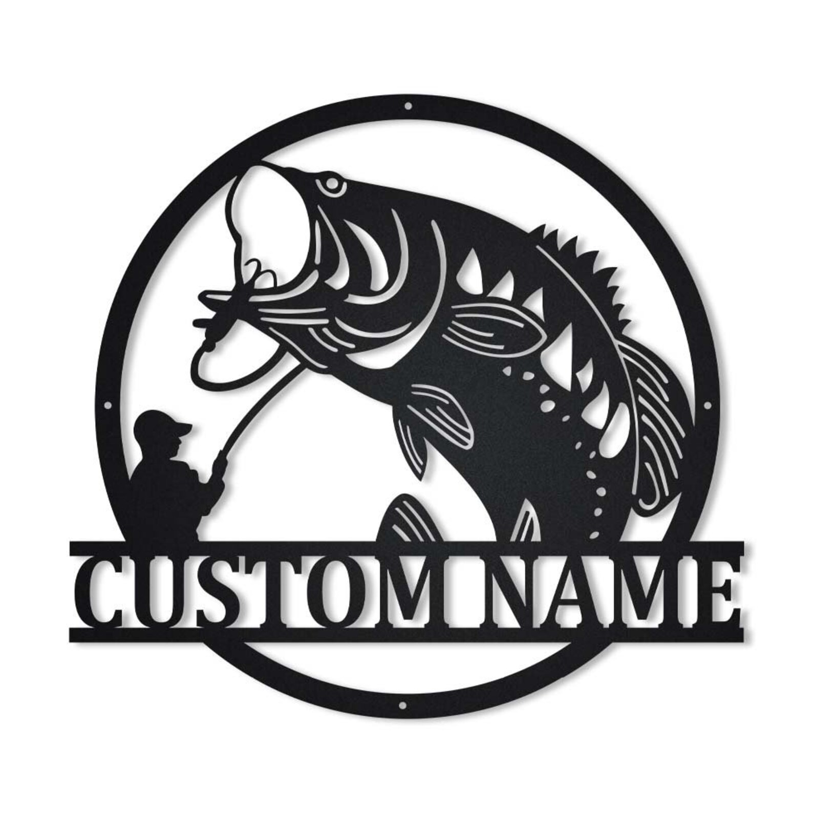 Personalized Bass Fishing Monogram Metal Sign Art Custom Etsy
