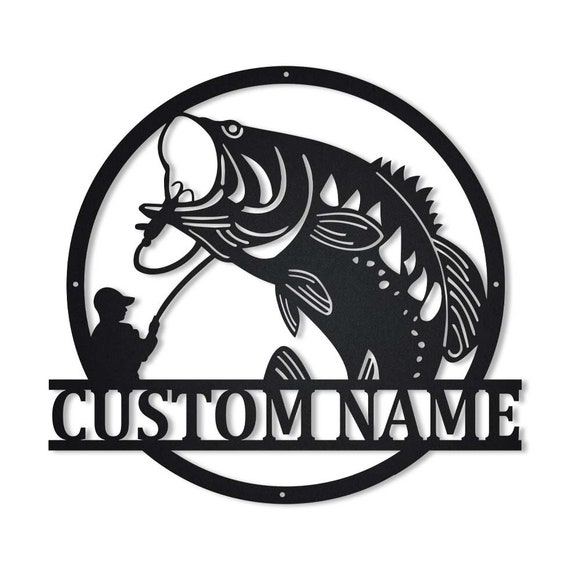 Custom Bass Fishing Metal Sign Art, Personalized Bass Fishing