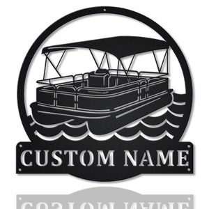 Custom Pontoon Boat Metal Wall Art, Personalized Pontoon Boat Name