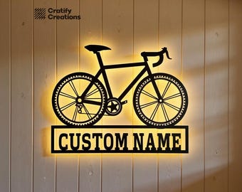 Personalized Bicycle Metal Wall Art – Road Bike Sports Sign – Cyclist Gift – Home Gym Decor