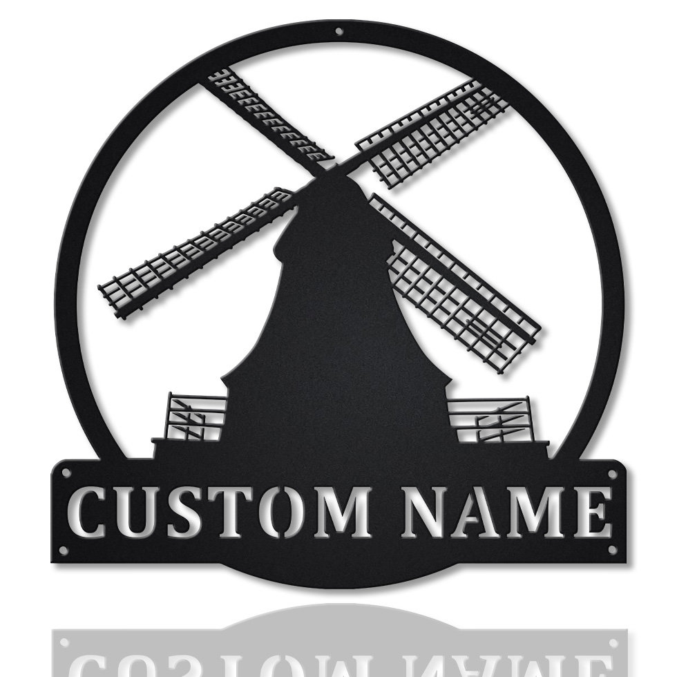 Windmill Monogram Metal Sign Art, Custom Windmill Metal Wall Art ...
