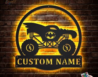 Monster Truck Metal Sign LED Lights v2, Custom Monster Truck Metal Sign, Truck Neon Metal Wall Decor, Monster Truck Wall Hanging Decoration