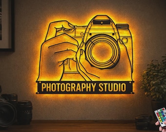 Photography Themed Metal Wall Art - Custom Camera Design - Perfect for Photo Studio or Gift for Photography Enthusiast