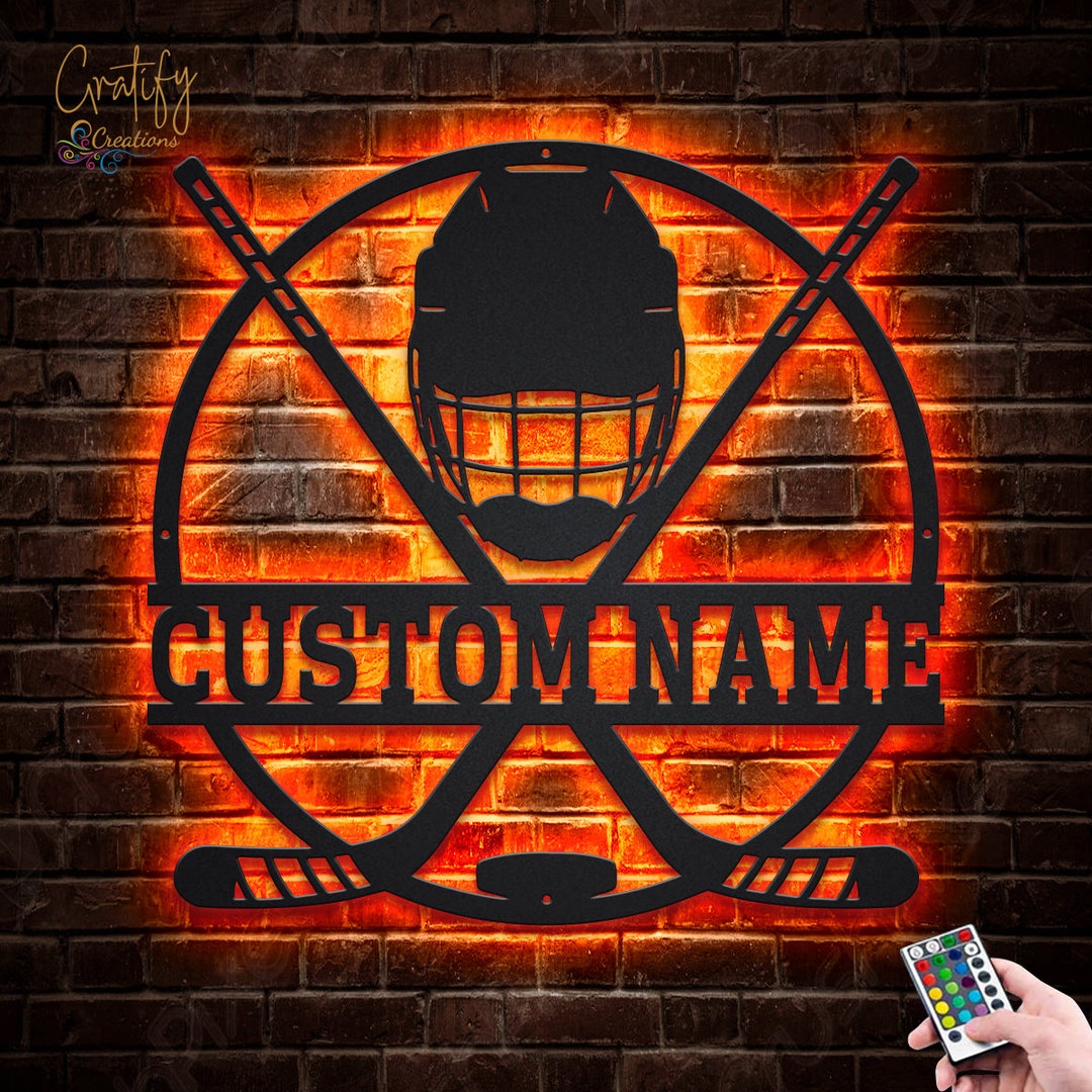Hockey Stick Custom Metal Wall Art With LED Lights Etsy