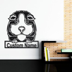 Custom Guinea Pig Metal Wall Art With LED Lights, Personalized Guinea Pig Metal Sign, Guinea Pig Name Sign, Guinea Pig Pet Shop image 4