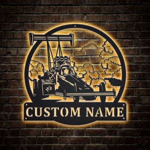 Top Fuel Dragster Metal Sign LED Lights, Custom Top Fuel Dragster Metal ...