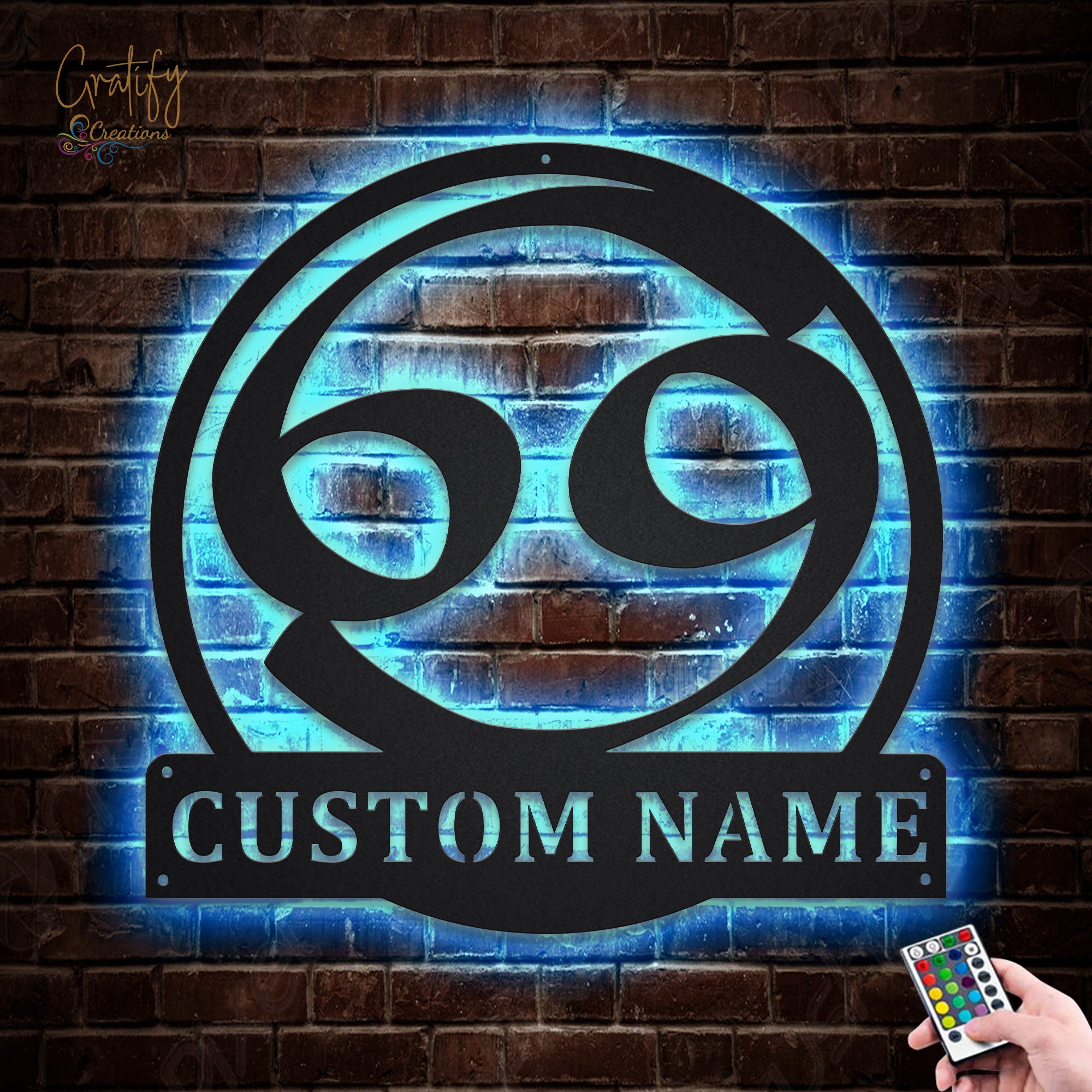 Cancer Zodiac Metal Sign LED Lights, Custom Cancer Zodiac Metal Sign ...