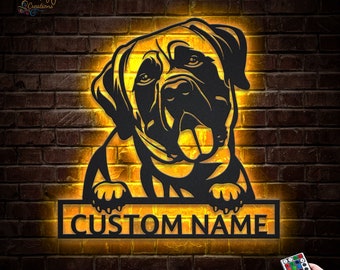 Personalisiertes Hunde-Metall-Wandschild mit LED-Lichtern
