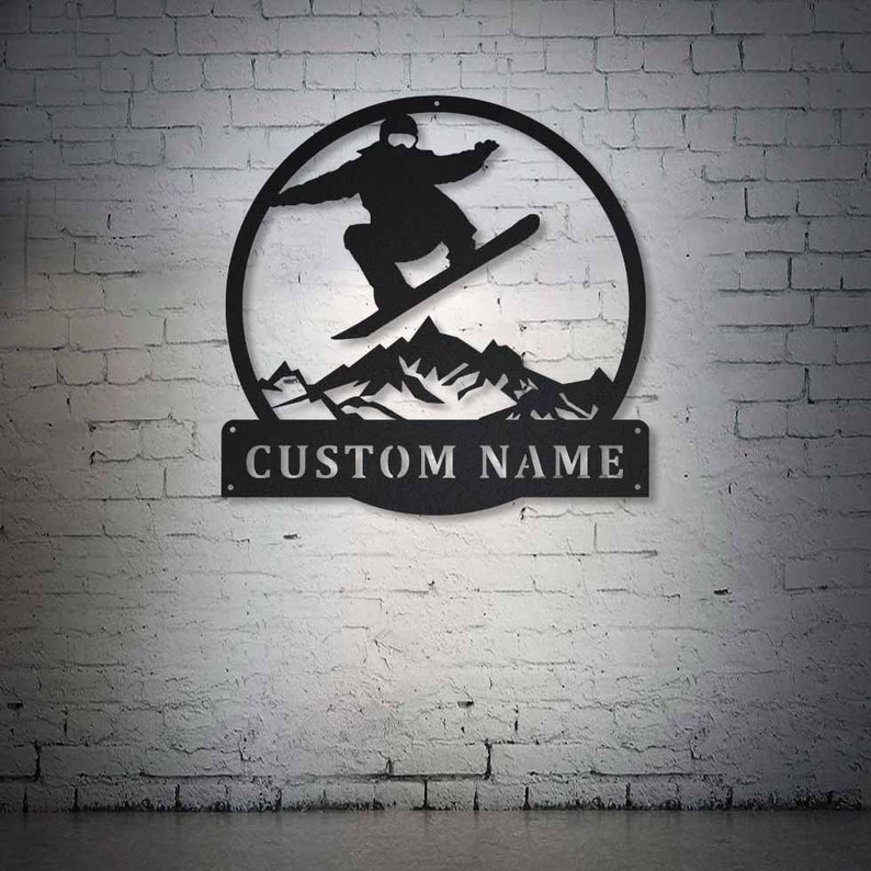 Custom Snowboarding Metal Sign With LED Lights, Personalized Snowboarding Sign, Snowboard Name Sign, Winter Sport Lover Wall Hanging image 8