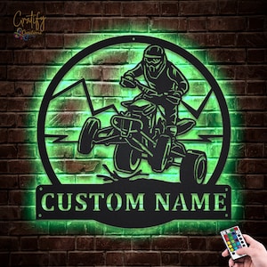 ATV Rider Metal Sign LED Lights, Custom ATV Rider Metal Sign, atv Rider Neon Metal Wall Decor, atv Wall Hanging For Decoration