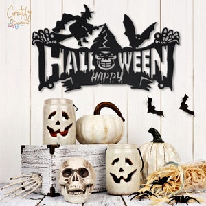 Happy Halloween Metallschild mit LED-Leuchten | Benutzerdefinierte Halloween Metallschild | Halloween Dekoration