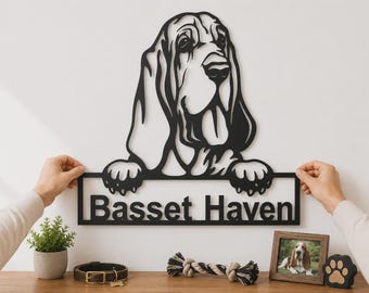 直筆サイン入 HOUND DOG「we are the HOUND DOG」 Bloodhound Dog Metal Sign Art, Custom Bloodhound Dog Metal Sign