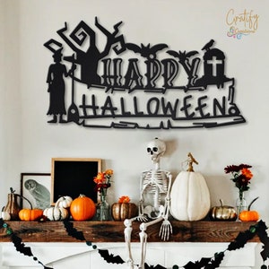 Happy Halloween Metallschild mit LED-Leuchten | Benutzerdefinierte Halloween Metallschild | Halloween Dekoration