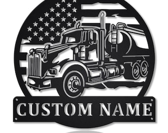 Placa de metal personalizada com monograma de caminhão-tanque dos EUA, placa de metal personalizada para caminhão-tanque dos EUA, decoração de parede para caminhão-tanque