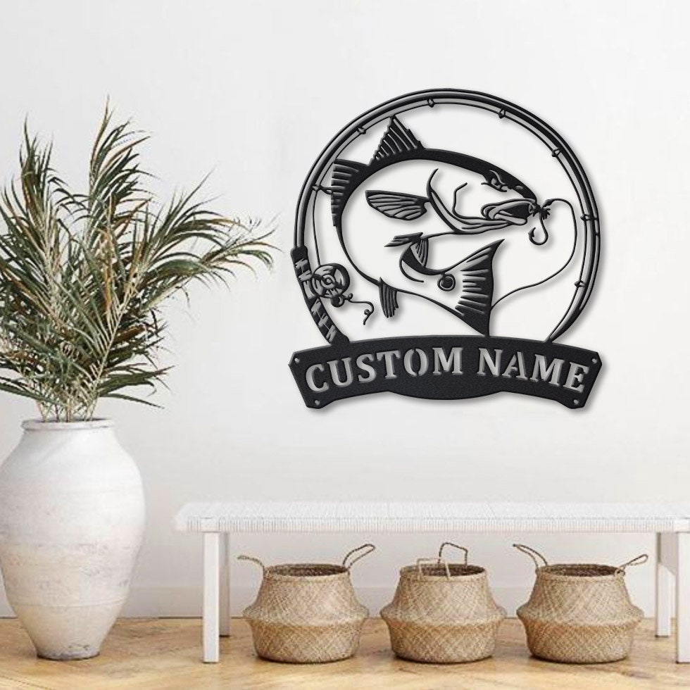 Custom Red Drum Fishing Fish Pole Metal Sign Art, Personalized Red Drum  Fishing Monogram Metal Sign, Red Drum Fish Wall Decor, 