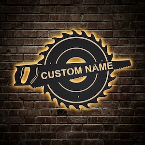 Woodworking Lumberjack Metal Sign LED Lights v10, Custom Lumberjack Metal Sign, Lumberjack Neon Metal Decor, Lumberjack Wall Hanging