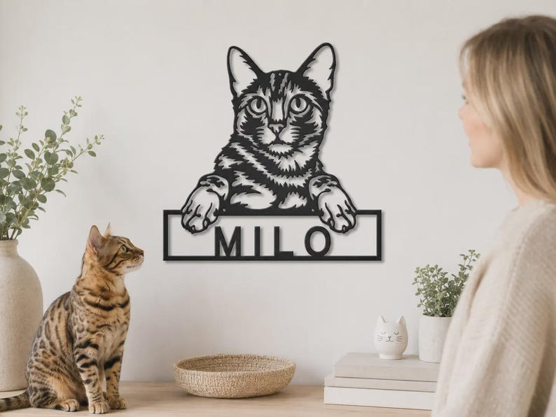 Custom Bengal Cat Metal Wall Art With LED Lights, Personalized Bengal Cat Metal Sign, Bengal Cat Wall Hanging For Decoration,Cat Metal Decor image 8