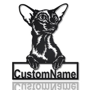 Custom Oriental Shorthair Cat Metal Sign Art, Personalized Oriental Shorthair Cat Metal Signs, Cat Name Metal Wall Decor, Cat Wall Hanging