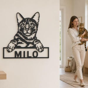 Custom Bengal Cat Metal Wall Art With LED Lights, Personalized Bengal Cat Metal Sign, Bengal Cat Wall Hanging For Decoration,Cat Metal Decor image 5
