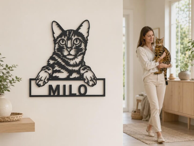 Custom Bengal Cat Metal Wall Art With LED Lights, Personalized Bengal Cat Metal Sign, Bengal Cat Wall Hanging For Decoration,Cat Metal Decor image 5