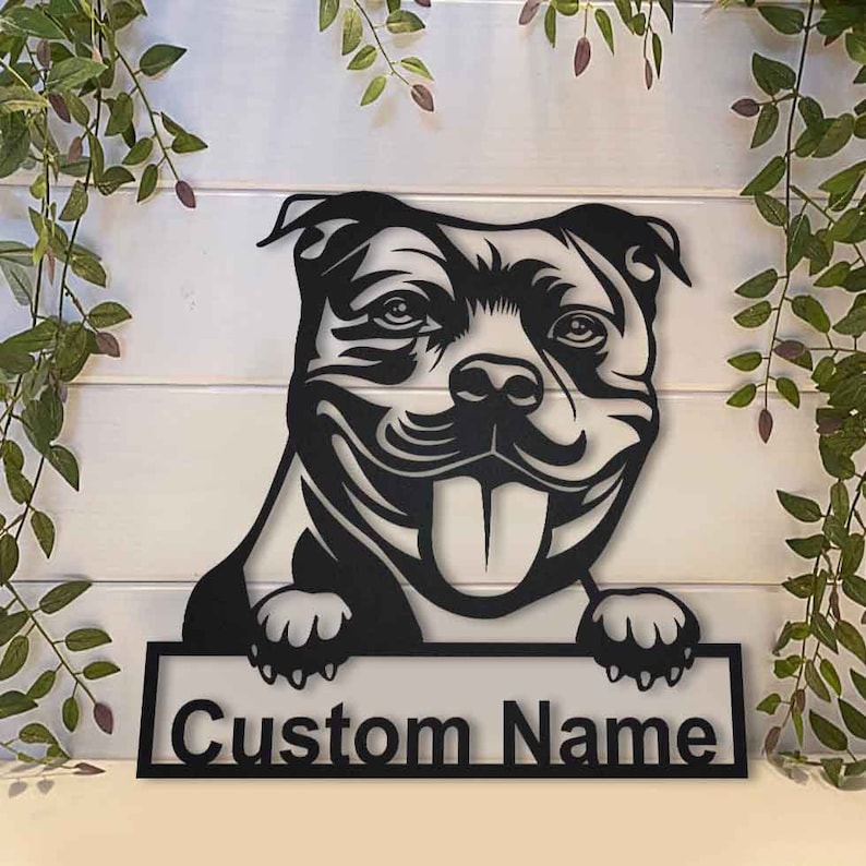 Custom Staffordshire Bull Dog Metal Wall Art With LED Lights Etsy