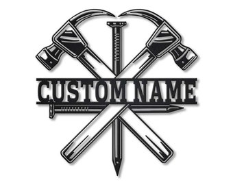 Custom Carpenter Metal Sign Art v3, Personalized Carpenter Metal Sign, Carpenter Monogram Gift, Carpenter Custom Home Decor