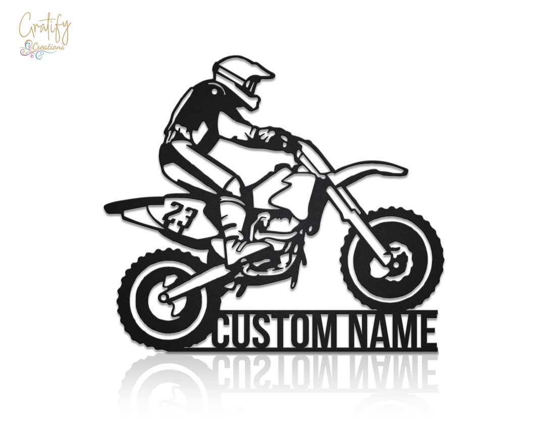 Custom Dirt Bike Wall Art LED Metal Sign With Biker Name Etsy