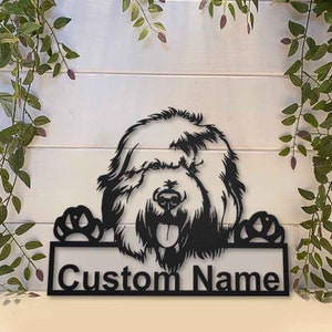 Old English Sheepdog Dog Metal Sign Art, custom Old English Sheepdog Dog Metal Wall Art, Herdershond muur hangend voor decoratie