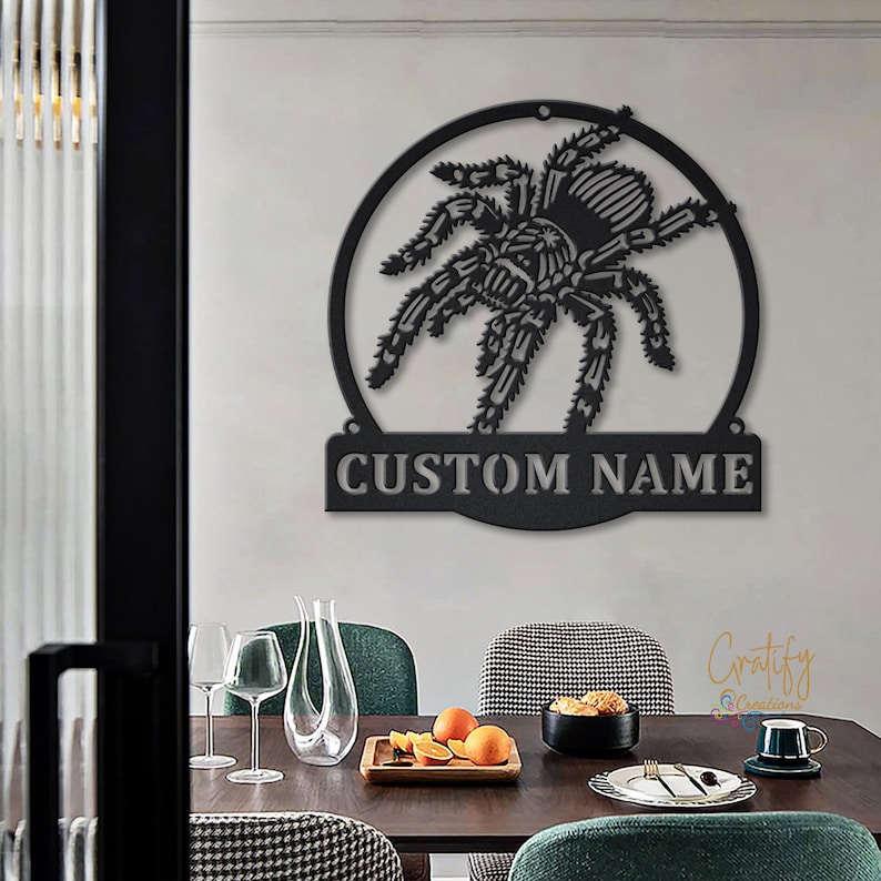 Spider Metal Sign Art LED Lights v3, Custom Tarantula Metal Wall Art Sign, Tarantula Neon Metal Wall Decor, Spider Wall Hanging image 5