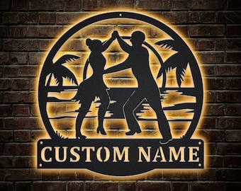 Personalized Bachata Dance Metal Sign With LED Lights | Custom Bachata Dance Metal Sign | Birthday Gift | Bachata Dance Gift