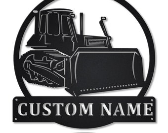Bulldozer Truck Metal Sign Art, Custom Bulldozer Truck Metal Sign, Truck Lover Wall Hanging For Decoration, Bulldozer Metal Wall Decor