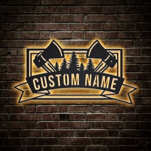 Woodworking Lumberjack Metal Sign LED Lights v6, Custom Lumberjack Metal Sign, Lumberjack Neon Metal Decor, Lumberjack Wall Hanging