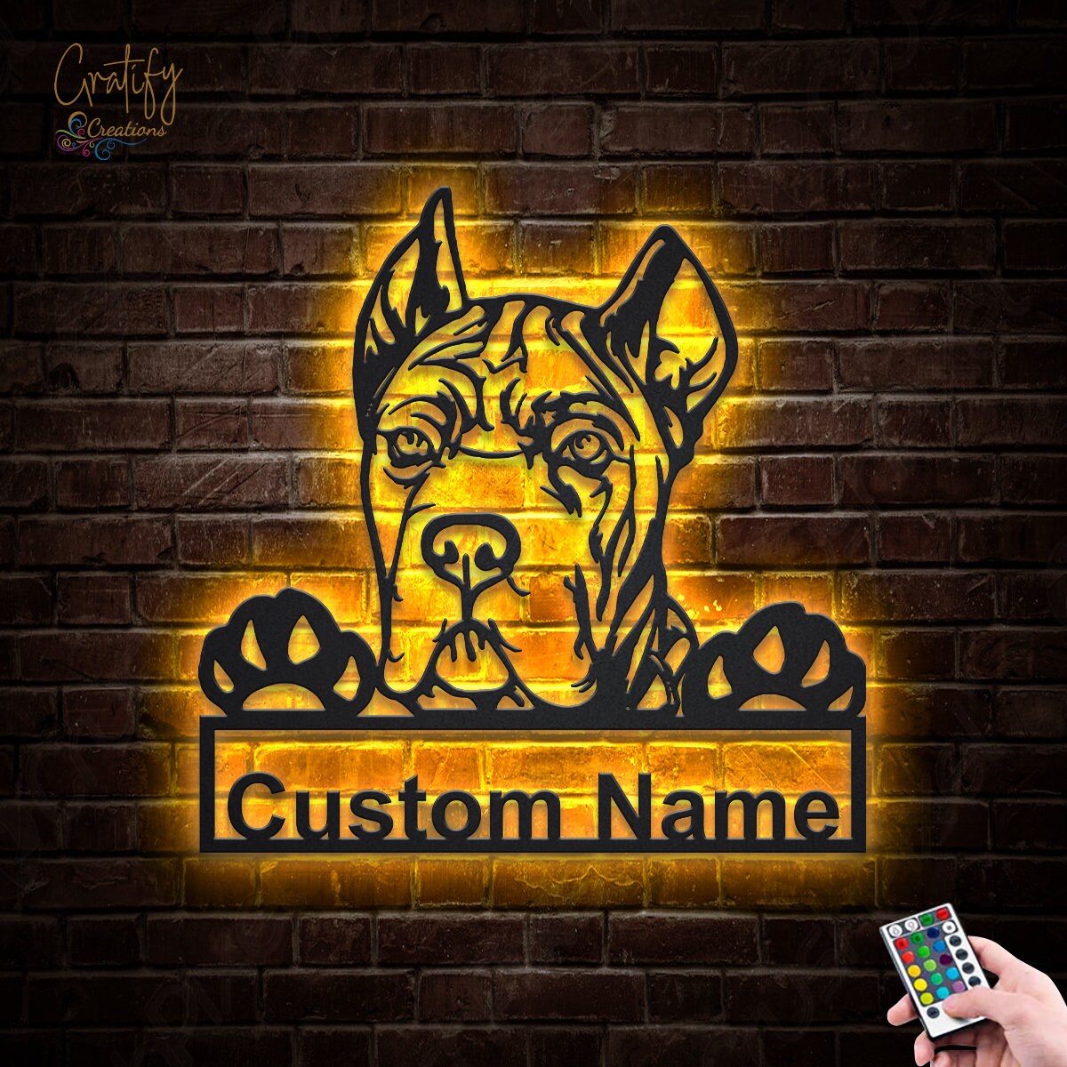 Cane Corso Dog Metal Wall Art LED Lights Custom Cane Corso Etsy