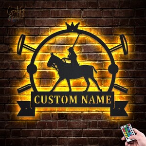Polo Pferd Sport Metallschild LED-Leuchten v5, benutzerdefinierte Polo Sport Metallschild, Polo Sport Neon Metallwanddekor, Polo Sport Wandbehang