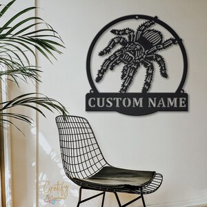 Spider Metal Sign Art LED Lights v3, Custom Tarantula Metal Wall Art Sign, Tarantula Neon Metal Wall Decor, Spider Wall Hanging image 4