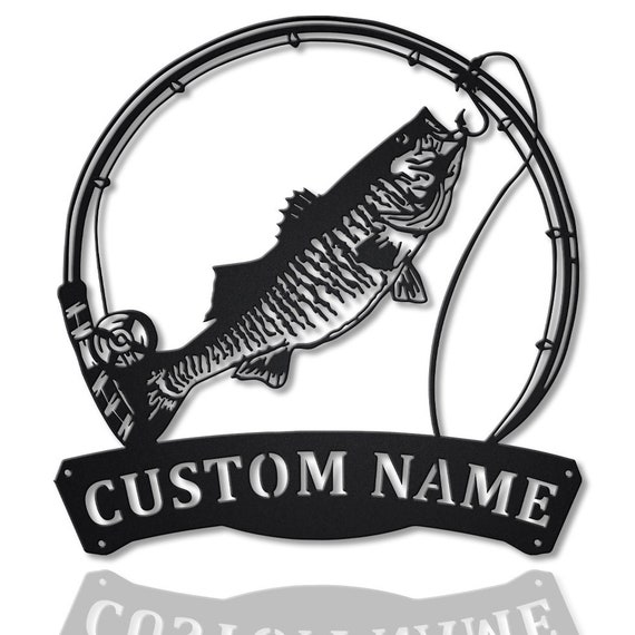 Custom Striped Bass Fish Pole Metal Sign Art,personalized Striped