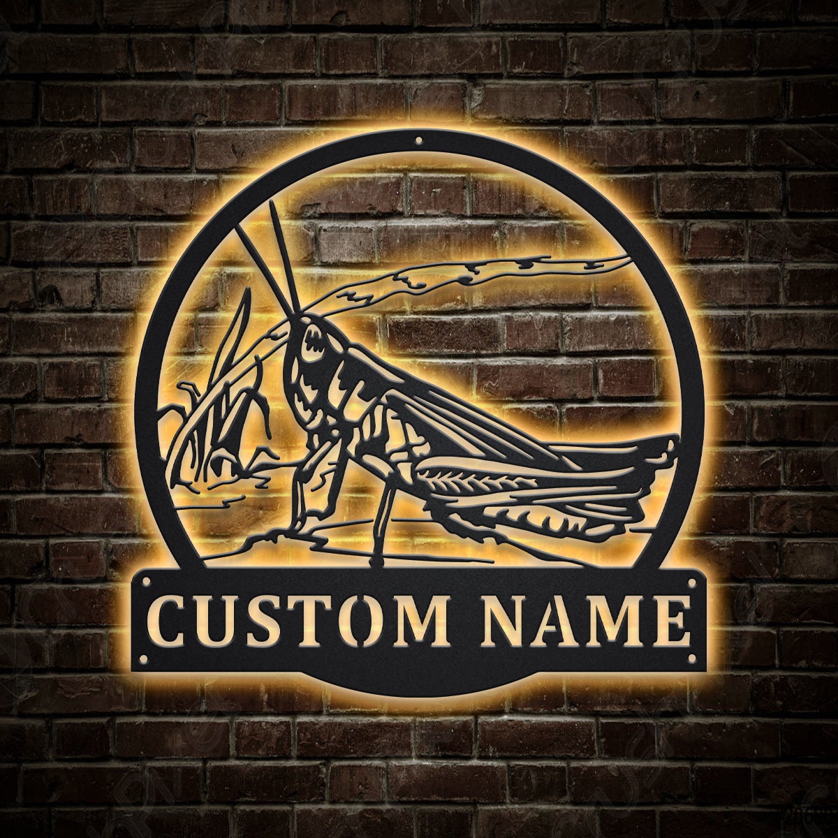AVISO COLE GRASSHOPPER 5’9×19 7/8×2 7/16 Custom Grasshopper Animal Metal Sign With LED Lights, Personalized