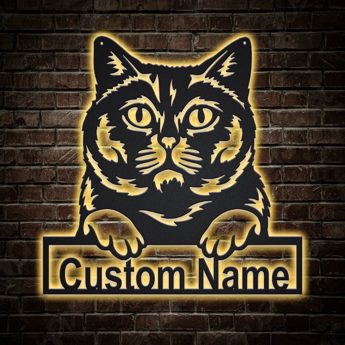 Personalized British Shorthair Cat Metal Sign With LED Lights | Custom British Shorthair Cat Metal Sign | Birthday Gift | Cat Sign