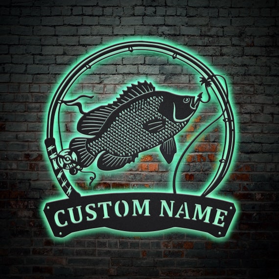 Personalized Tripletail Fishing Fish Pole Metal Sign With LED
