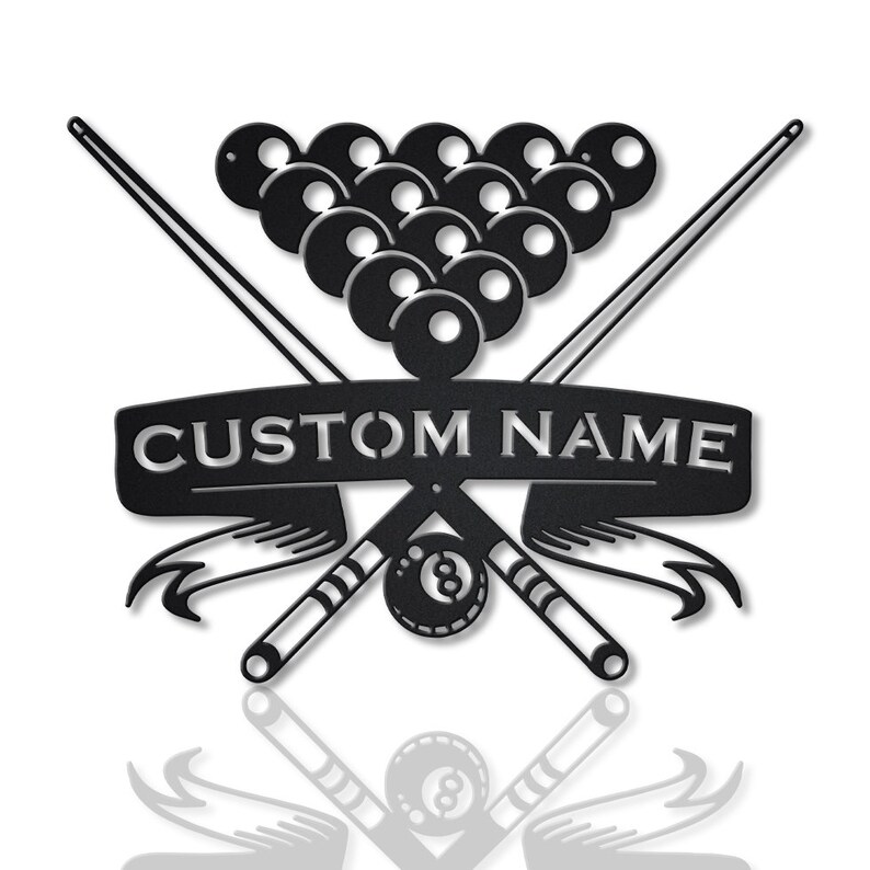 Billiards Metal Wall Art LED Light V7, Custom Billiards Metal Signs ...