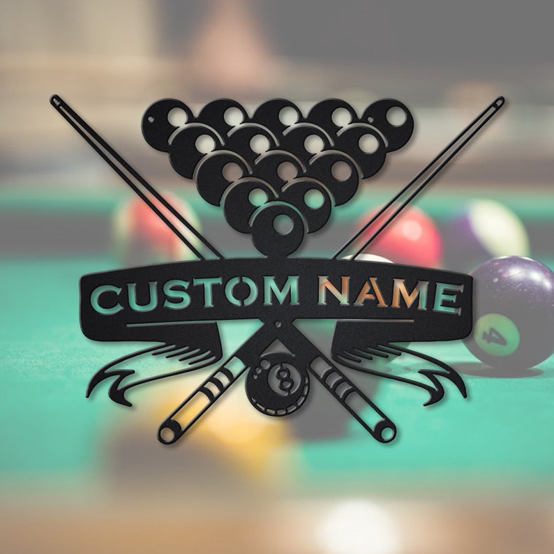 Billiards Metal Wall Art LED Light V7 Custom Billiards Metal Etsy