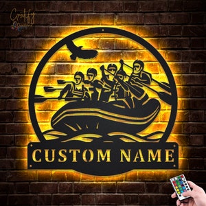 Rafting Sport Metal Wall Art LED Lights, Custom Rafting Sport Metal Signs, Rafting Neon Metal Wall Decor Rafting Wall Hanging For Decoration