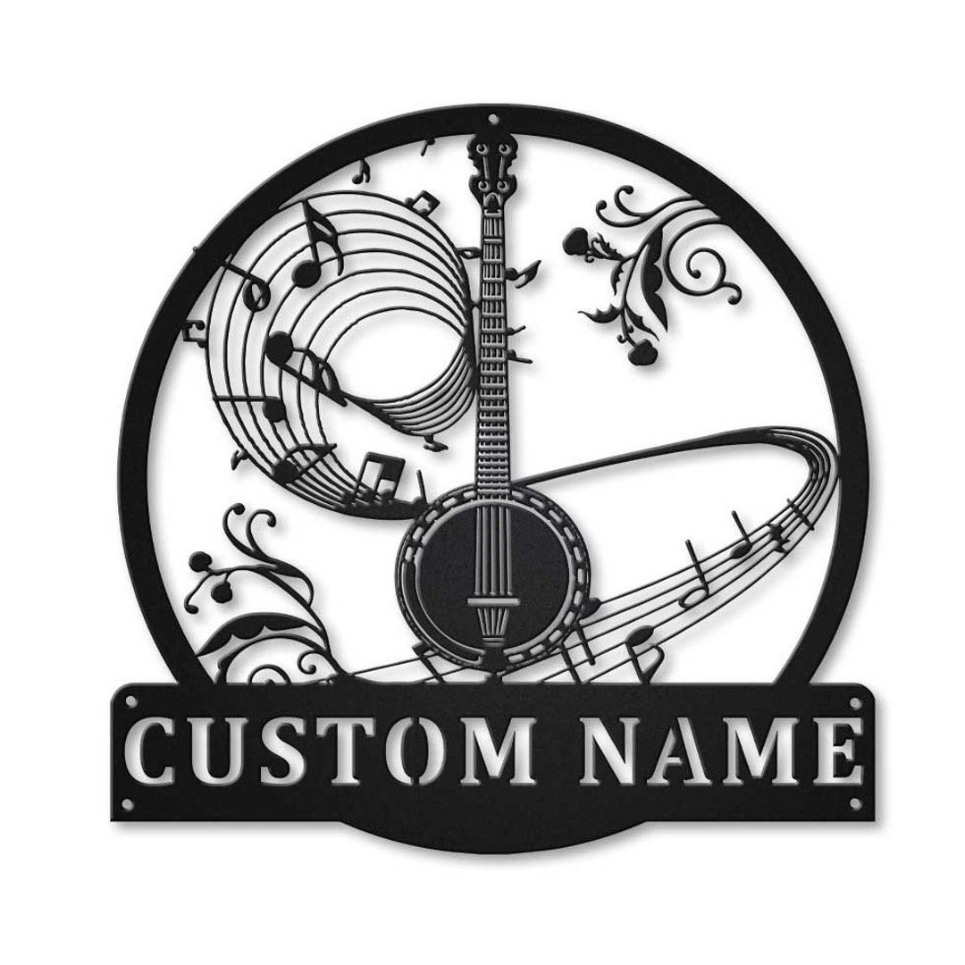 Custom Banjo Music Metal Sign Art, Personalized Banjo Music Metal Signs