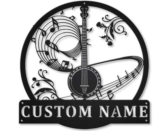 Custom Banjo Music Metal Sign Art, Personalized Banjo Music Metal Signs, Banjo Studio Metal Wall Decor, Music Wall Hanging For Decoration