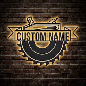 Personalized Woodworking Lumberjack Metal Sign With LED Lights v8, Custom Lumberjack Metal Sign, Lumberjack Home Decor, Lumberjack Sign