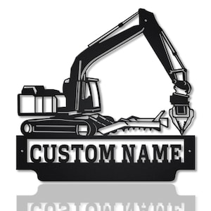 Hydraulic Excavator Metal Sign Ar, Custom Excavator Metal Wall Art, Hydraulic Excavator Wall Hanging For Decoration, Excavator Wall Decor
