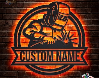 Welder Metal Wall Art LED Lights v2, Custom Welder Metal Signs, Welder Dad Neon Sign Metal Decor, Welder Neon Sign Wall Hanging