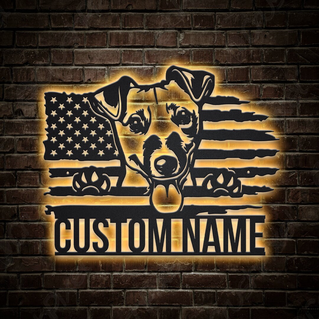 Personalized US Jack Russell Terrier Dog Metal Sign With LED Lights ...