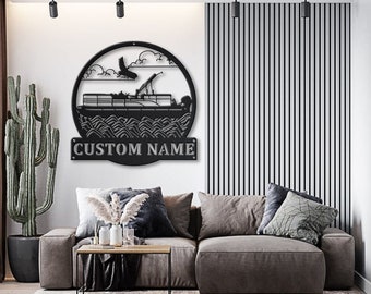 Pontonboot metalen bord Art v3, aangepaste pontonboot monogram metalen bord, pontonboot buiten bord, camperdecor